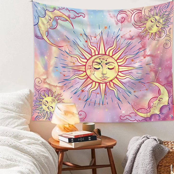 Olivenorma Pastel Pink Tie Dye Sun Moon Sky Tapestry - 180*230cm - image 0