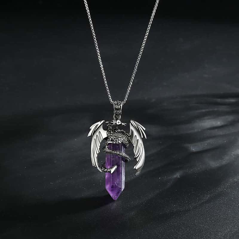 Olivenorma Vintage Dragon Crystal Healing Stone Reiki Necklace - image 2