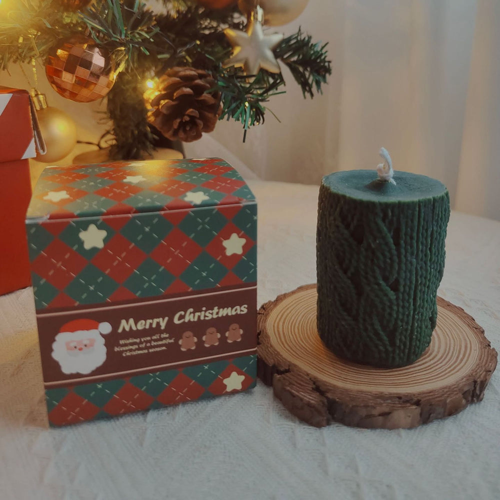 Olivenorma Engraved Glove Yarn Ball Christmas Sock Candle - Green Yarn Candle-5*7.5cm - image 1