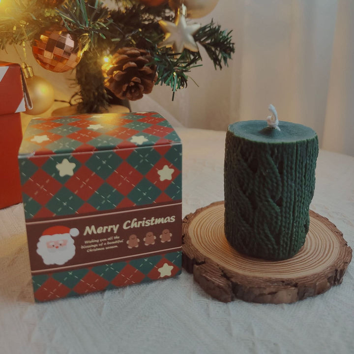 Olivenorma Engraved Glove Yarn Ball Christmas Sock Candle - Green Yarn Candle-5*7.5cm - image 1