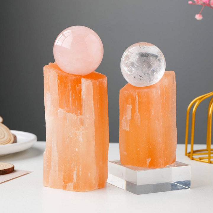 Olivenorma Orange Selenite Crystal Sphere Holder Gemstone Decoration - image 1