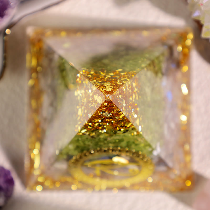 Olivenorma Prehnite Moonstone Eye Of Horus Orgone Pyramid - image 3