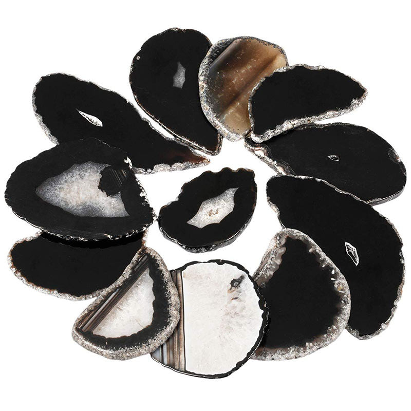 Olivenorma Natural Sliced Agate Gemstone Decoration - Black Onyx - image 3