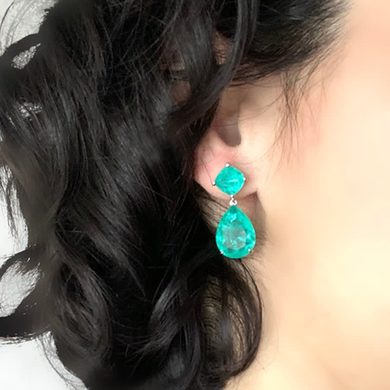 Paraiba Tourmaline Water Drop Eearrings - image 1