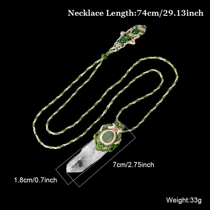 Olivenorma Clear Quartz Braided Rope Natural Stone Pendant Necklace - image 12