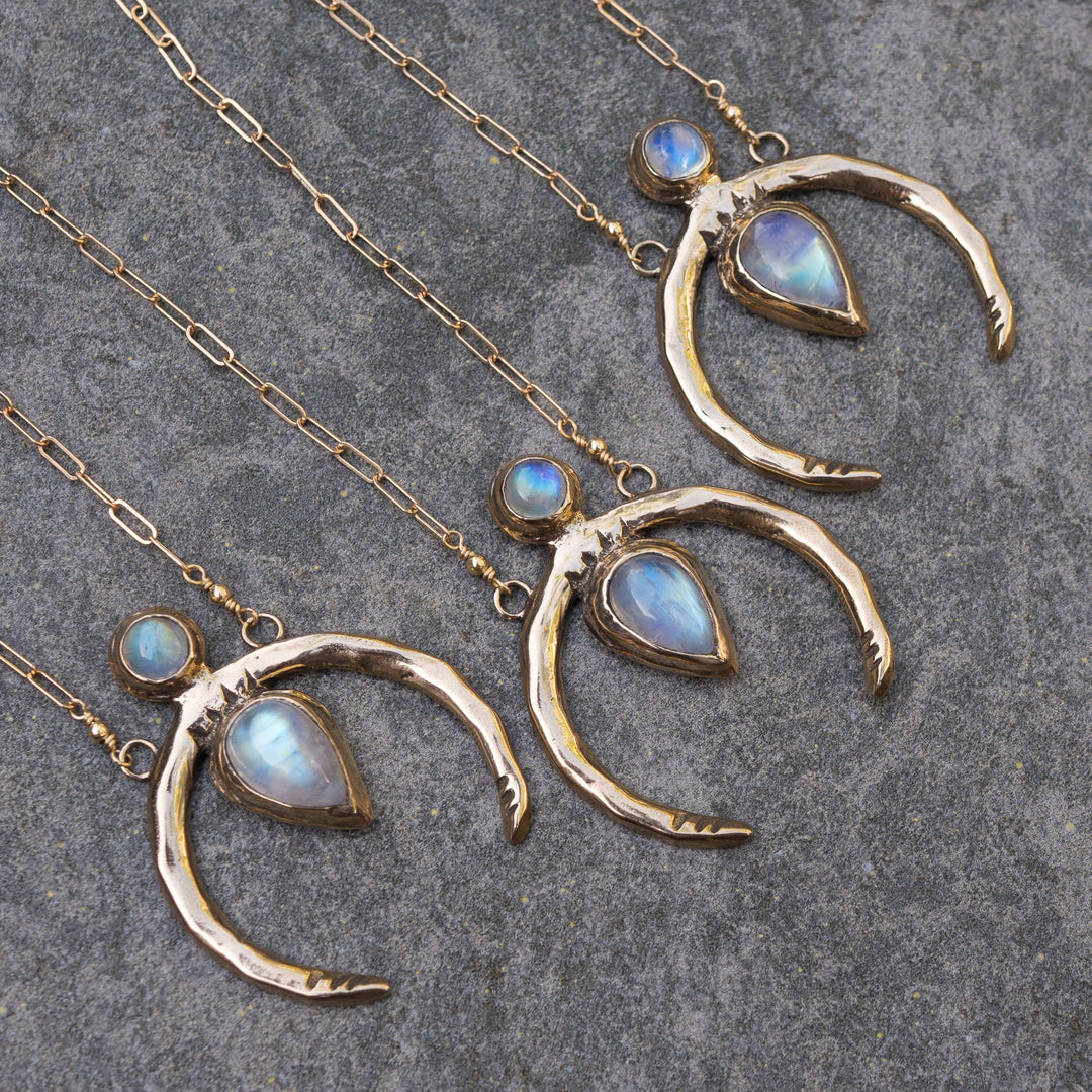 Olivenorma Gold Crescent Moonstone Necklace - image 6
