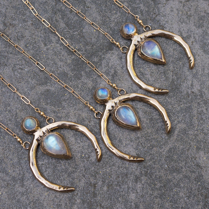 Olivenorma Gold Crescent Moonstone Necklace - image 6