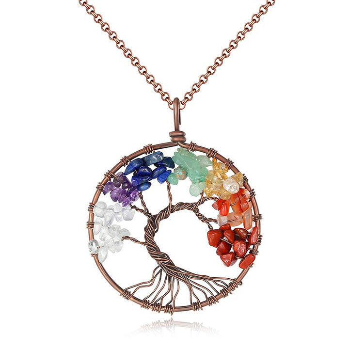 Olivenorma Natural Chakra Tree Of Life Necklace - 7 Chakra - image 0