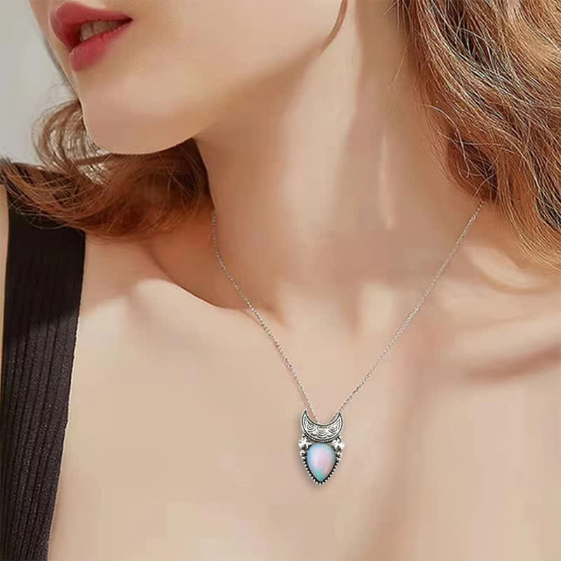 Olivenorma Vintage Moonstone Water Drop And Moon Necklace - image 1