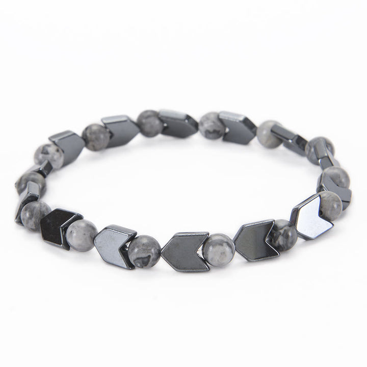 Olivenorma Arrow Hematite Tiger Eye Beaded Men Bracelet - Grey Jasper&Hematite - image 7