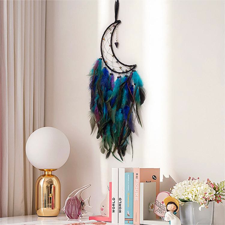 Olivenorma Blue Sandstone Pendant Moon Feather Dream Catcher - image 2