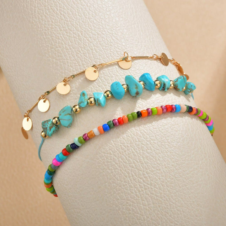 Olivenorma Turquoise Colored Beads Boho Anklet - image 1