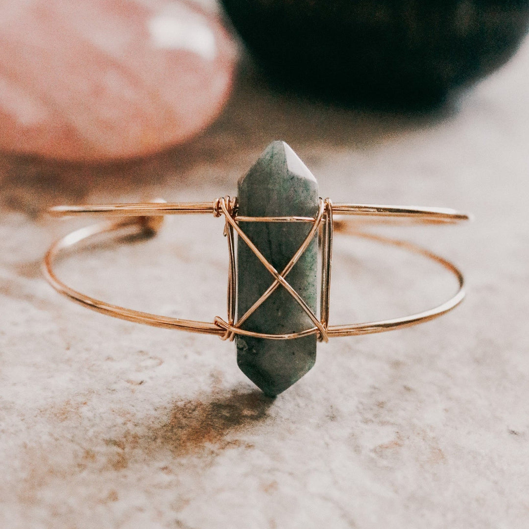 Olivenorma Natural Crystal Hexagon Post Wire Bracelet - Labradorite - image 0