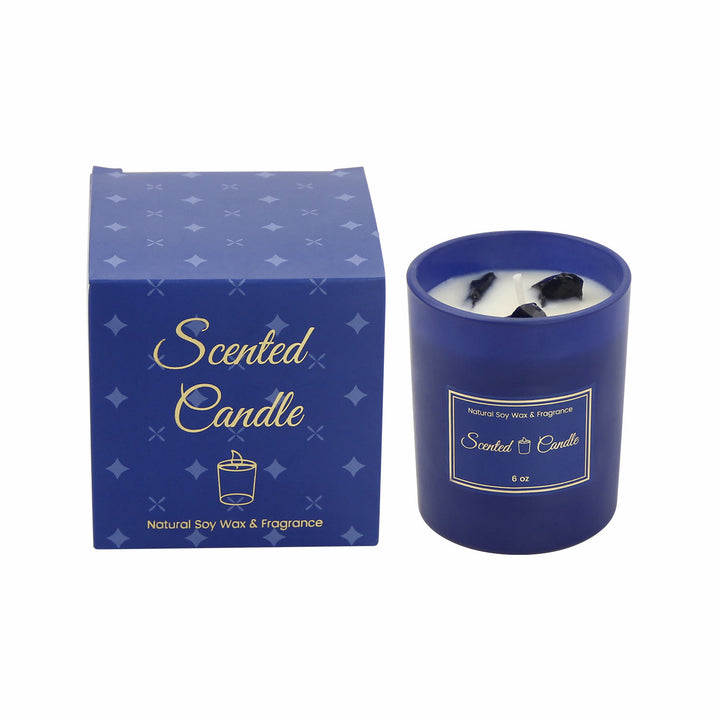 Olivenorma Blue Glass Bottle Crystal Scented Candle - Obsidian - image 7