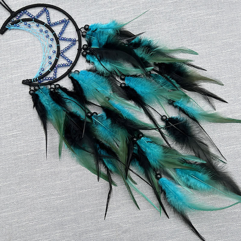 Olivenorma Purple Blue Beaded Black Feather Dream Catcher - image 4