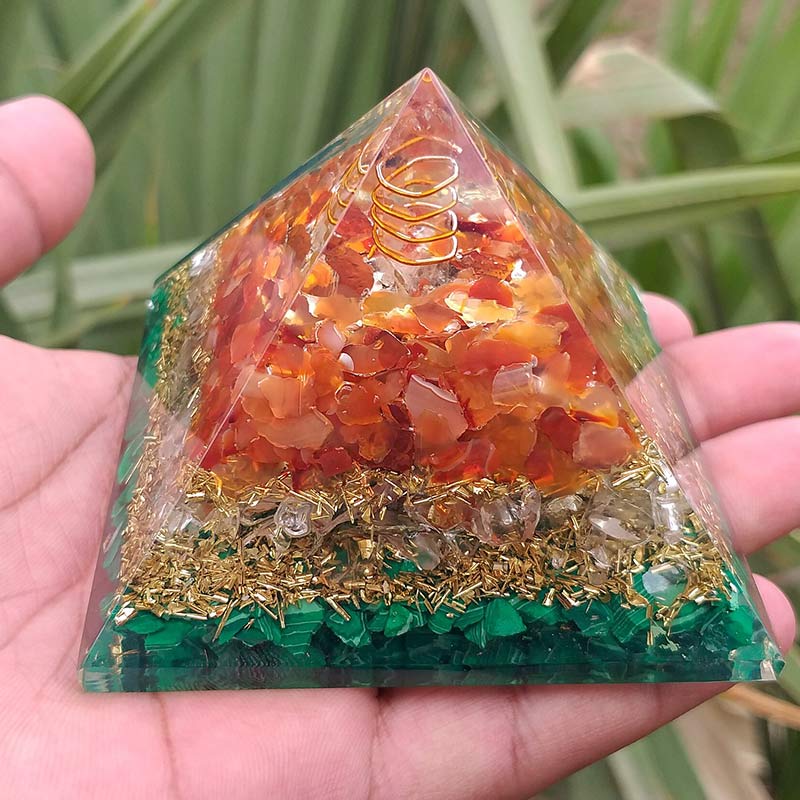 Olivenorma Clear Quartz Pillar With Malachite Orgone Pyramid - image 1