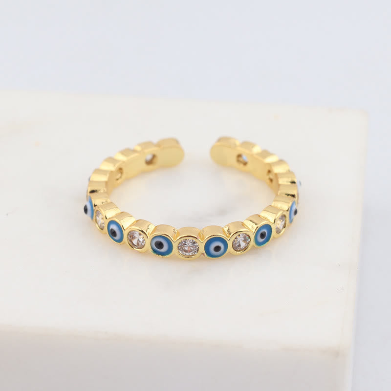Olivenorma Colorful Evil Eye White Zircon Adjustable Ring - image 5