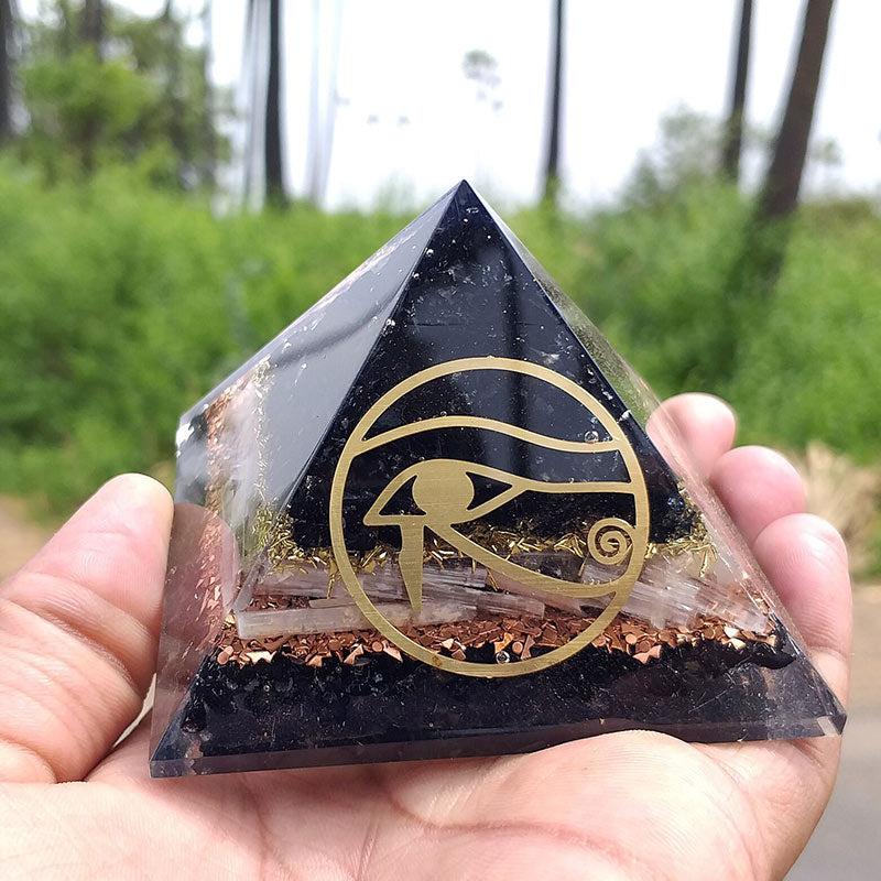Olivenorma Obsidian Eye Of Horus Protection Orgone Pyramid - image 1