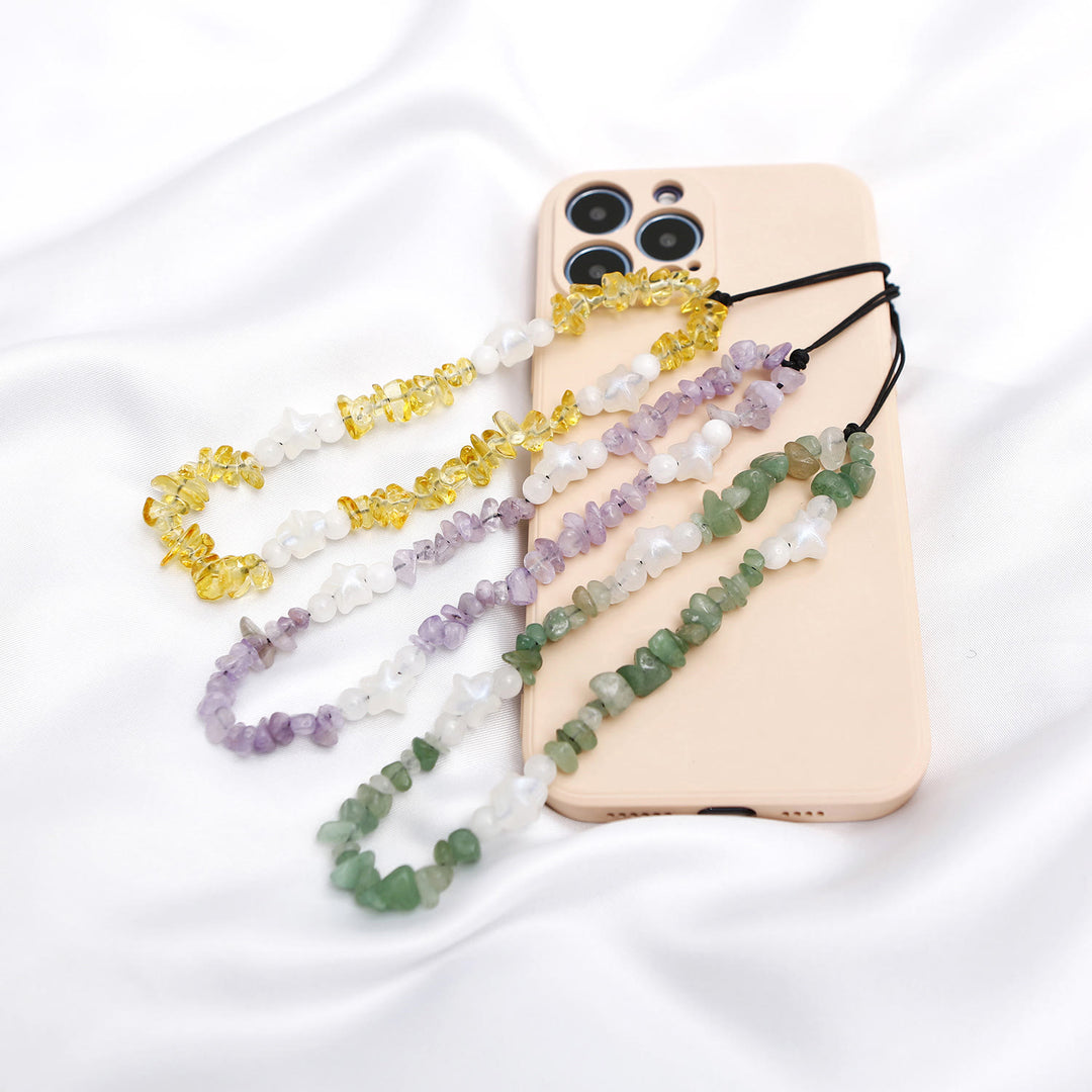 Olivenorma Handmade Crushed Stone Pearl Pentagram Beading Phone Strap - image 0