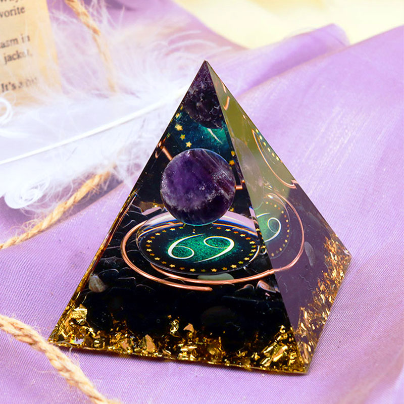 Olivenorma Amethyst Sphere With Obsidian Zodiac Cancer Orgone Pyramid - 10*10cm - YES PLEASE $8 - image 0