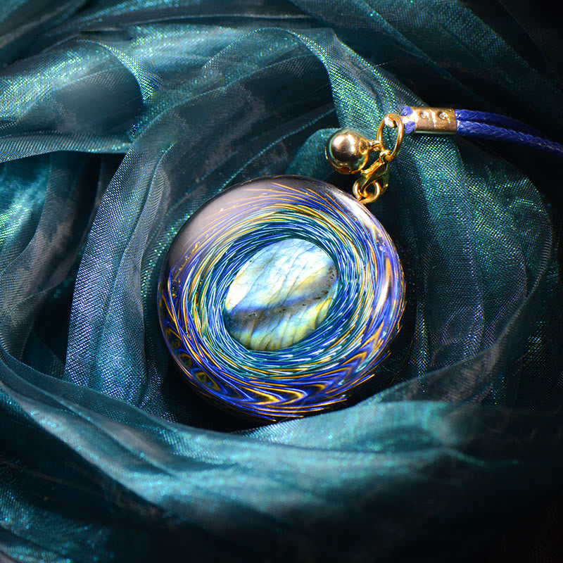 Olivenorma Sacred Siphon Space Natural Labradorite Blue Orgone Necklace - Orgone Necklace - image 0