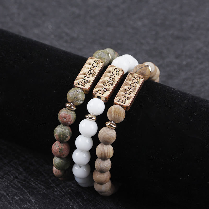 Olivenorma Natural Gemstone Mom Patience Engraving Bracelet - image 26