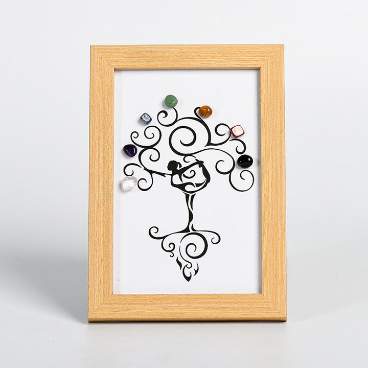 Olivenorma Yoga Tree Chakra Raw Stone Photo Frame Decoration - Yoga Tree&Chakra#1 - Wooden Photo Frame - image 3