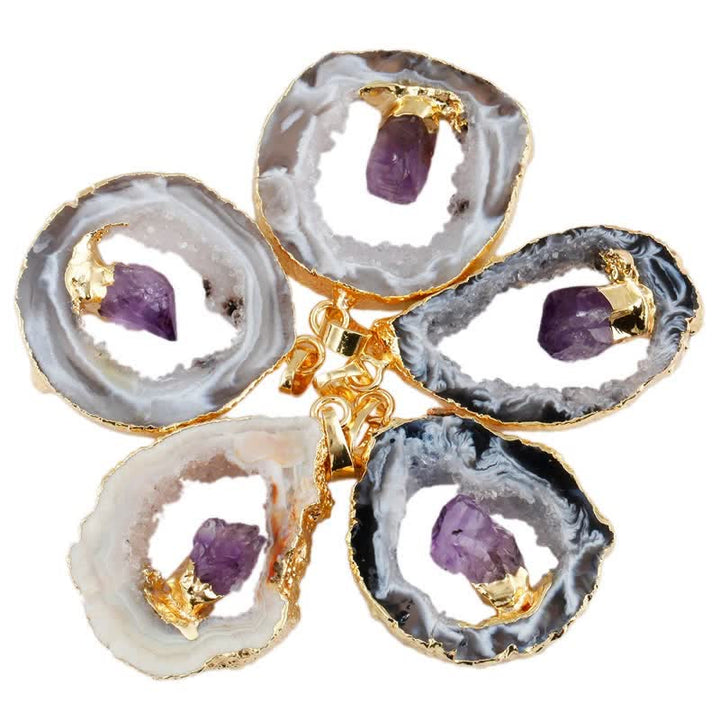 Olivenorma Natural Agate Geode Amethyst Necklace - image 6