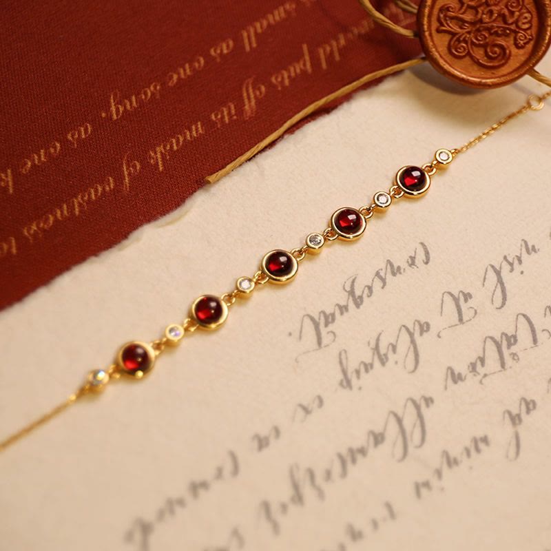 Olivenorma Natural Garnet Good Luck Gold Bracelet - image 3