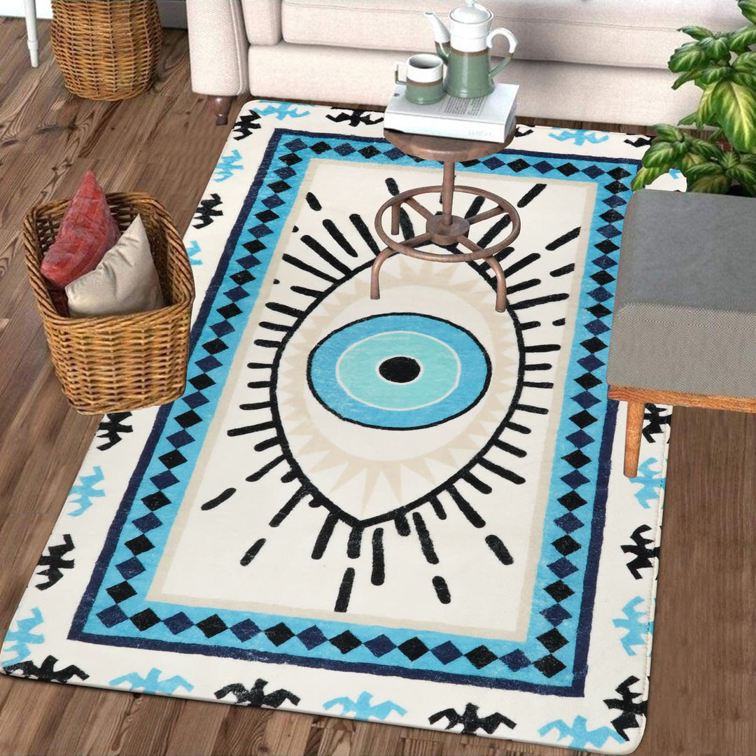 Olivenorma Blue Evil Eye Antibacterial Washable Rugs Carpet - image 5