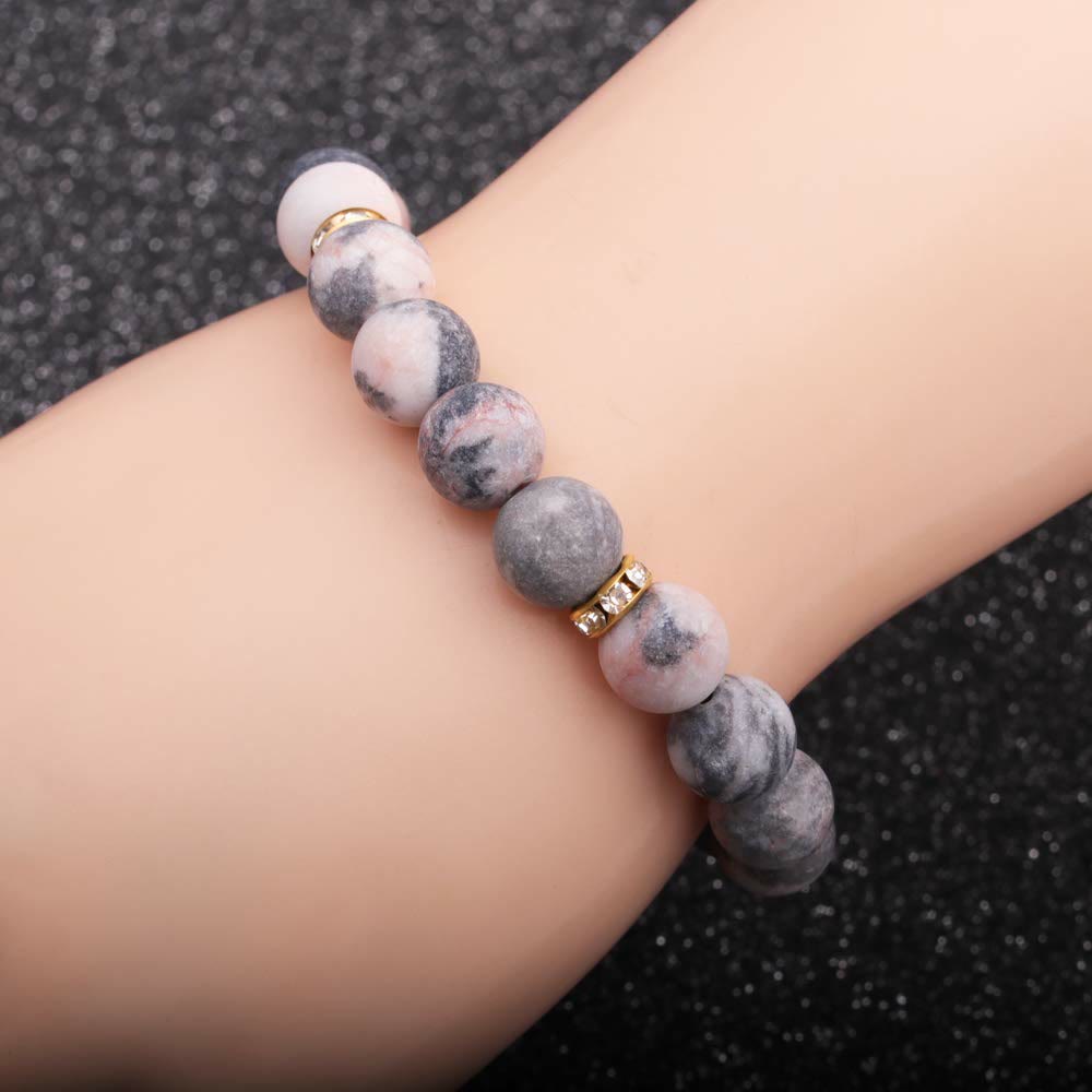 Olivenorma Natural Rhodonite Frosted Beaded Healing Bracelet - image 3