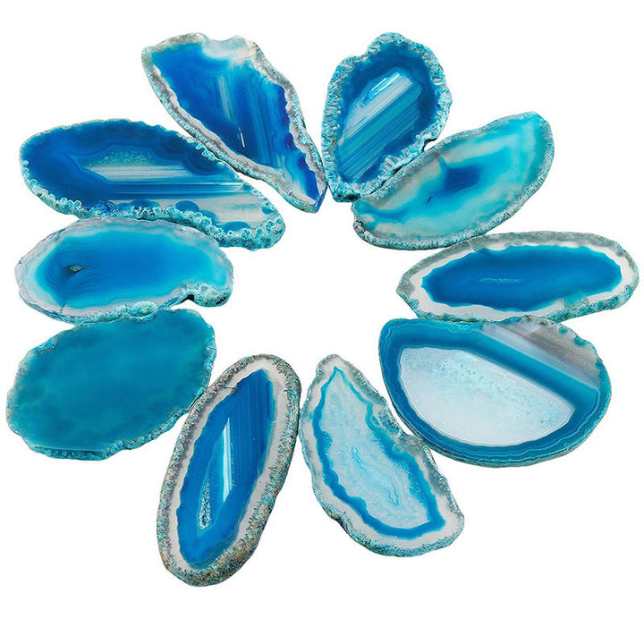 Olivenorma Natural Sliced Agate Gemstone Decoration - Blue Agate - image 9