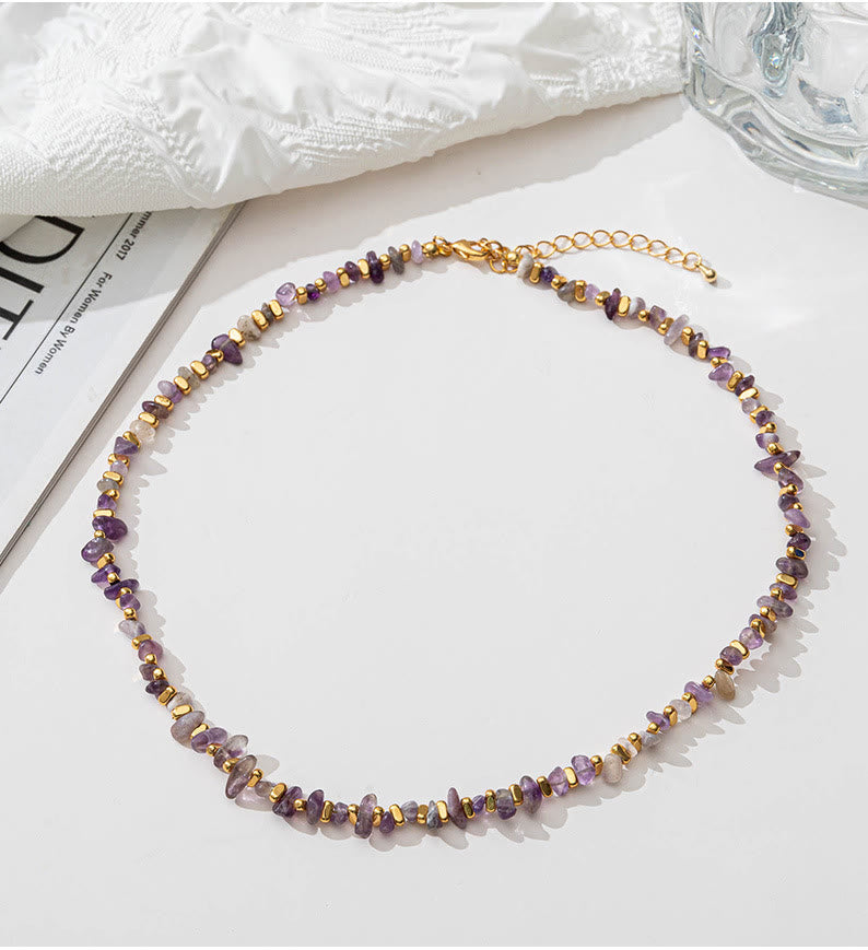 Olivenorma Natural Citrine Beaded Amethyst Gravel Necklace Bracelet - Amethyst - Necklace - image 5