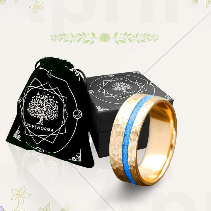 VERTIGO - Hammered Turquoise Wedding Ring - image 4