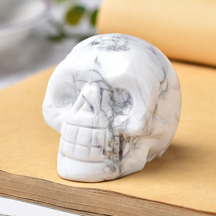 Olivenorma Crystal Engraved Skull Crafts Gemstone Decoration - White Turquoise - image 34