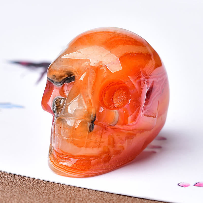 Olivenorma Crystal Engraved Skull Crafts Gemstone Decoration - Red Agate - image 27