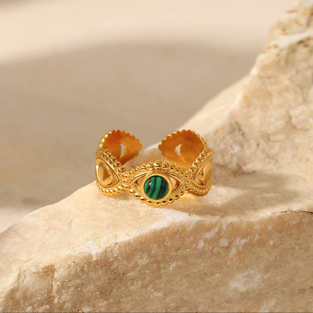 Olivenorma Gold Green Natural Malachite Open Ring Set - image 18
