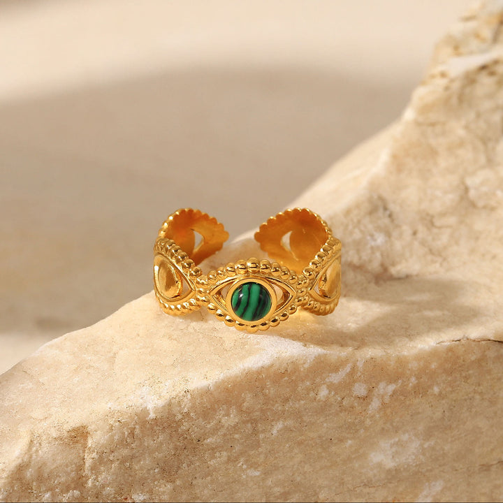 Olivenorma Gold Green Natural Malachite Open Ring Set - image 18