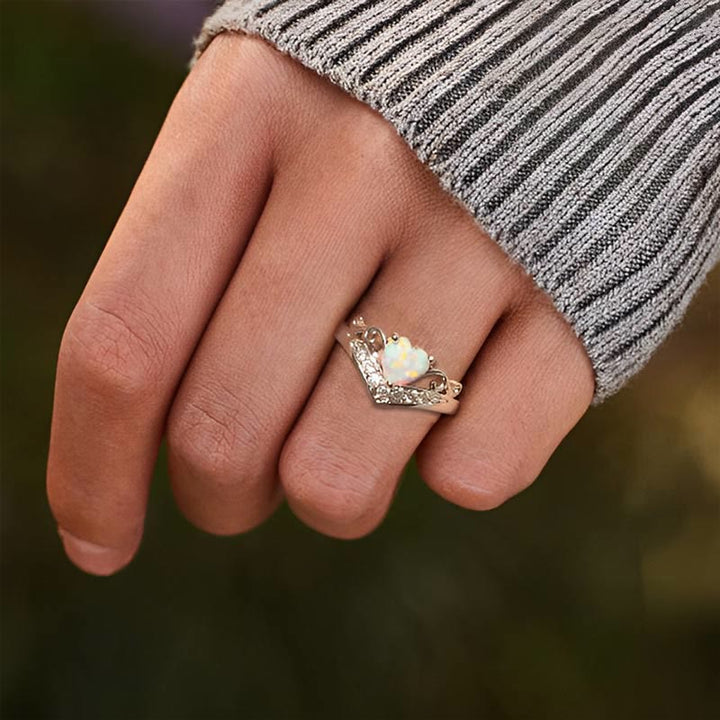 Olivenorma "Peace of Mind" Heart Crown Opal Ring - image 6