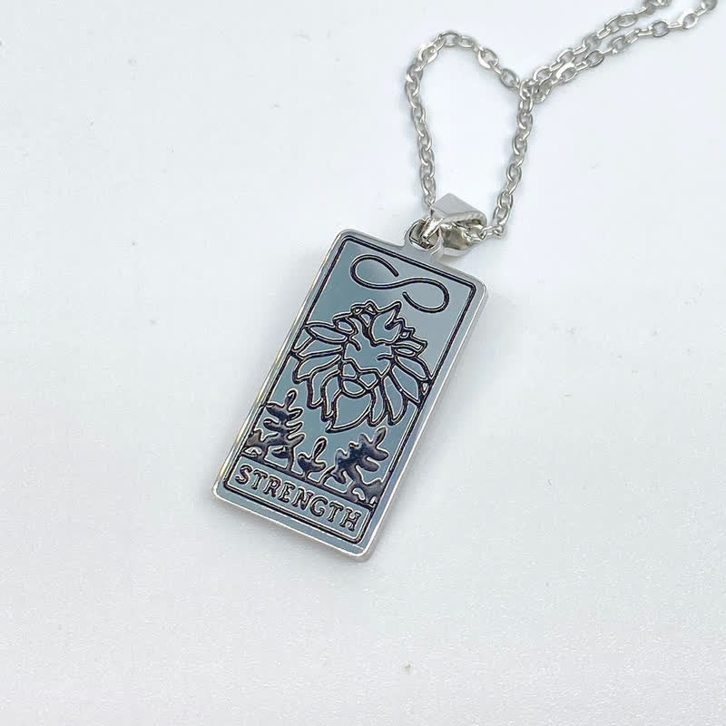 Olivenorma Vintage Tarot Card Fortune Necklace - Strength - Silver - image 17