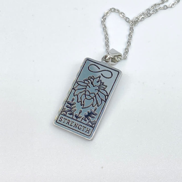 Olivenorma Vintage Tarot Card Fortune Necklace - Strength - Silver - image 17