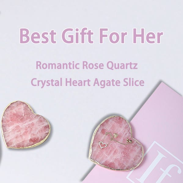 Olivenorma Rose Quartz Heart Shape Coaster Gemstone Decoration - image 5