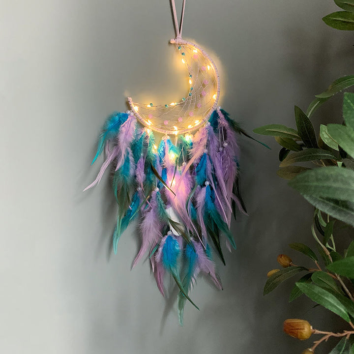 Olivenorma Handmade Beaded Turquoise Purple Jade Moon Dream Catcher - image 9