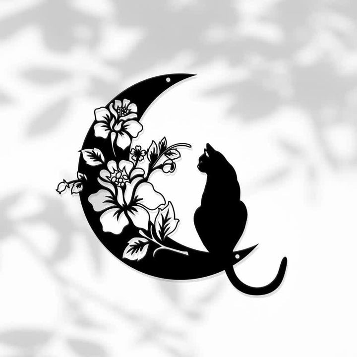 Olivenorma Cresent Moon and Cat Metal Wall Decor - image 3