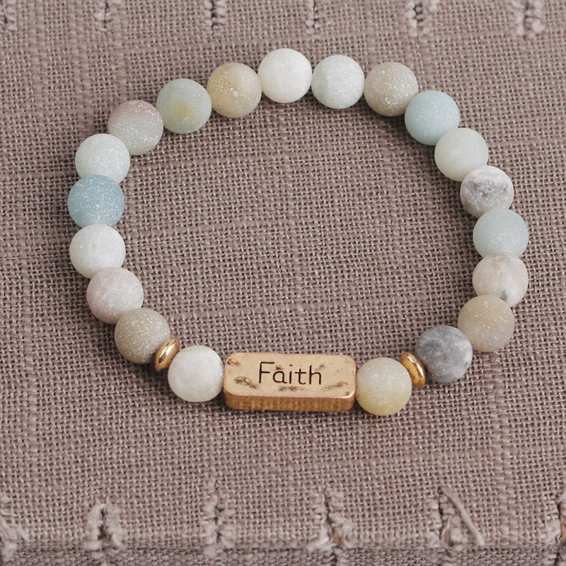 Olivenorma Natural Gemstone Active Faith Engraving Bracelet - Amazonite&Faith - image 5