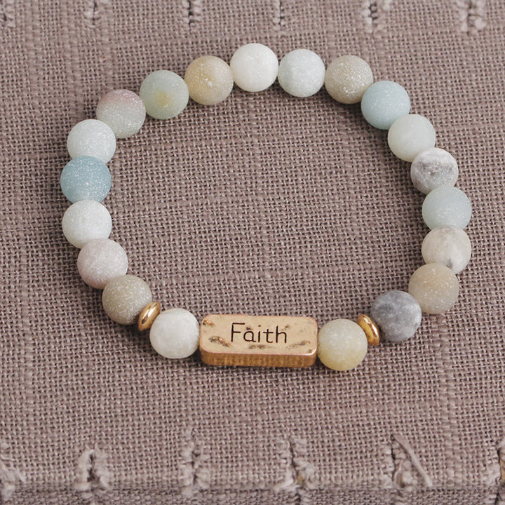 Olivenorma Natural Gemstone Active Faith Engraving Bracelet - Amazonite&Faith - image 5