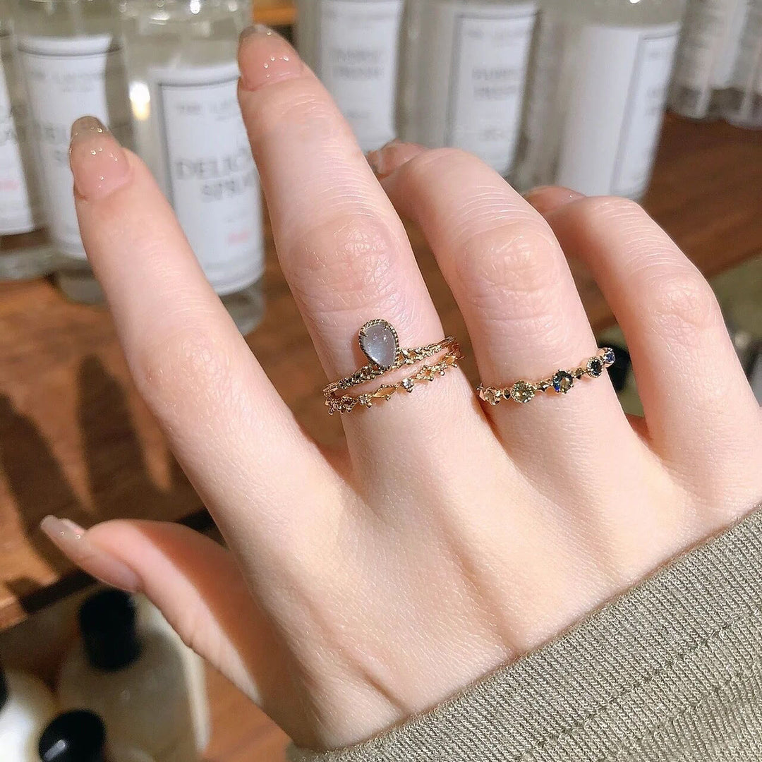 Olivenorma Natural Aquamarine Water Drop Leaf Ring - image 1