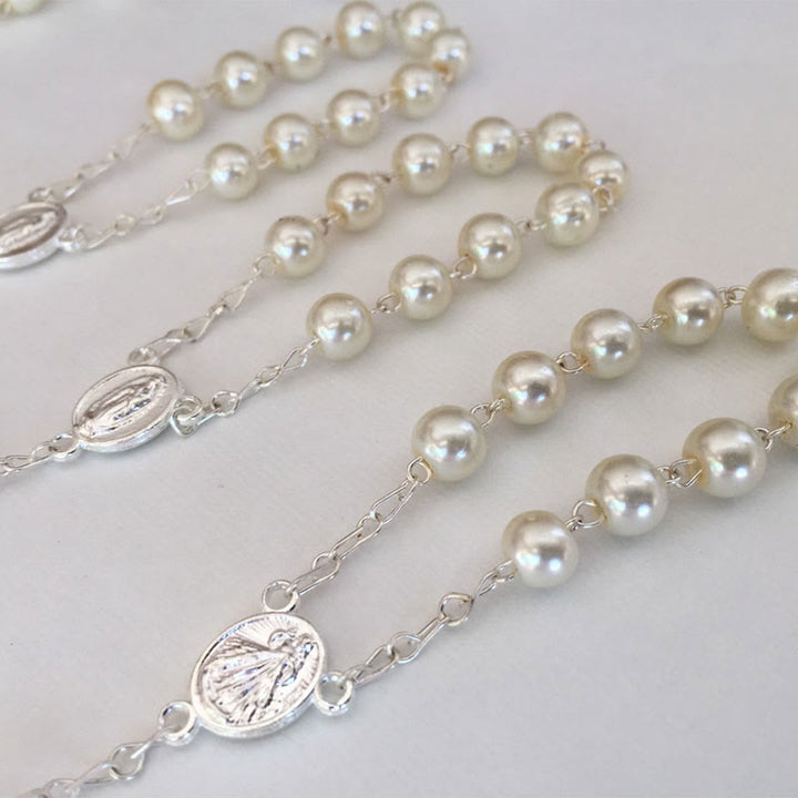 Olivenorma Pearl Cross Virgin Mary Rosary Bracelet - image 5