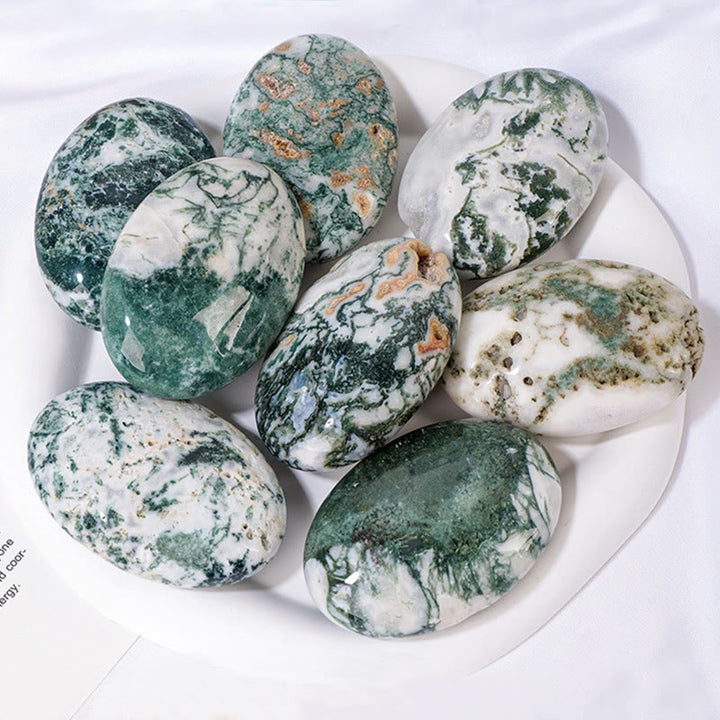 Olivenorma Moss Agate Hot Compress Beauty Massage Natural Stone - Moss Agate - image 0