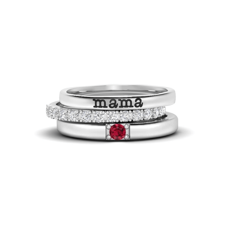 Olivenorma Custom Gift Birthstone With Zircon 3 - Piece Ring Set - 11 - 1 Birthstone - YES PLEASE - image 0